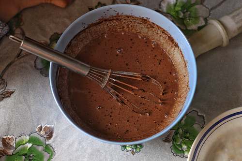 hot chocolate chocolate on blue bowl dessert